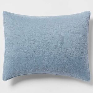 NEW Threshold Standard Garment Washed Paisley Stitch Sham in Sky Blue